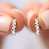 925 Sterling Silver Alternating Marquise and Round Diamond Studs - Image 4