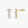 925 Sterling Silver Alternating Marquise and Round Diamond Studs - Image 5