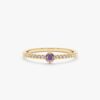 925 Sterling Silver Amethyst and Diamond Ring