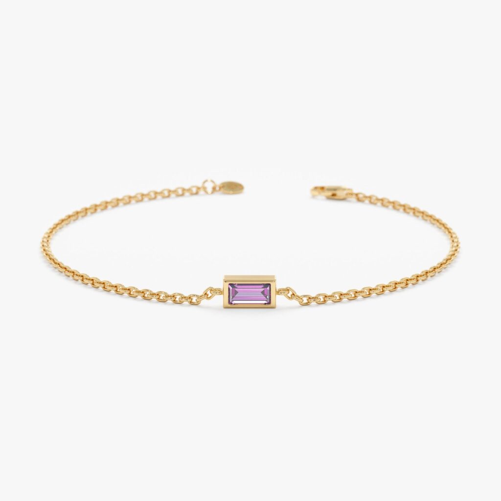 925 Sterling Silver Amethyst Birthstone Bracelet