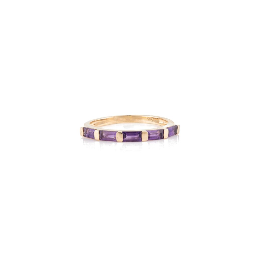 925 Sterling Silver Amethyst Gemstone Dainty Band