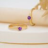 925 Sterling Silver Amethyst Huggies - Image 6