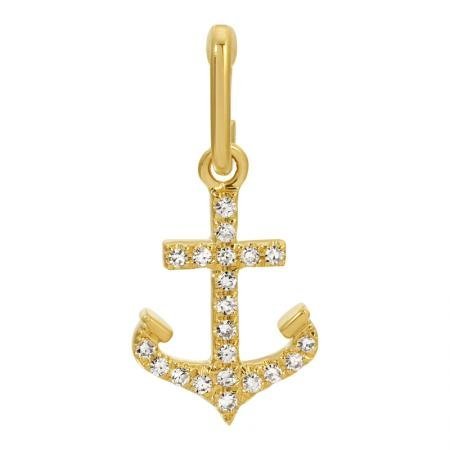 925 Sterling Silver Anchor Diamond Charm