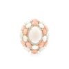925 Sterling Silver Angel Coral And Opal With Diamond Ring