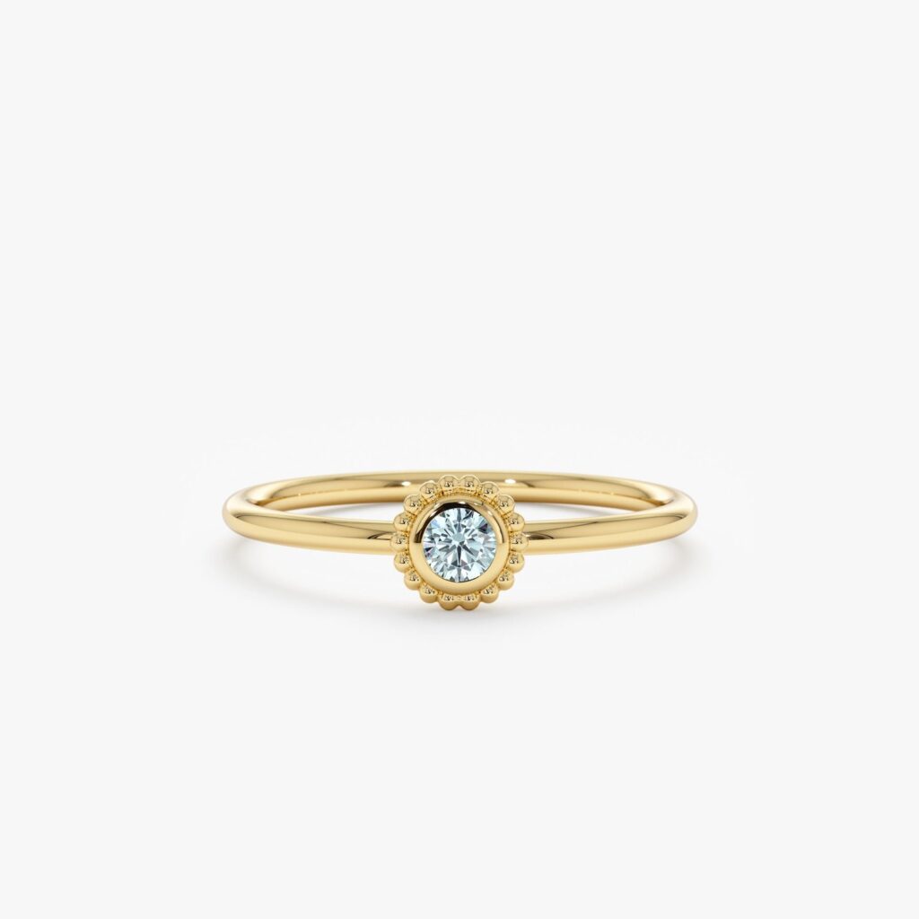 925 Sterling Silver Aquamarine Art Deco Ring