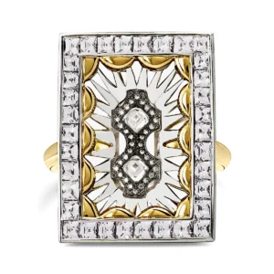 925 Sterling Silver Aquamarine Cathedral Ring
