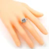 925 Sterling Silver Aquamarine Cushion-Cut Diamond Cluster Ring - Image 4