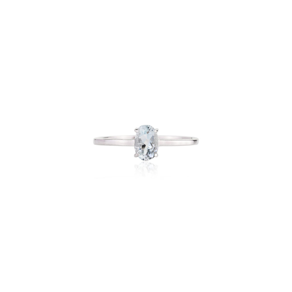 925 Sterling Silver Aquamarine Solitaire Ring