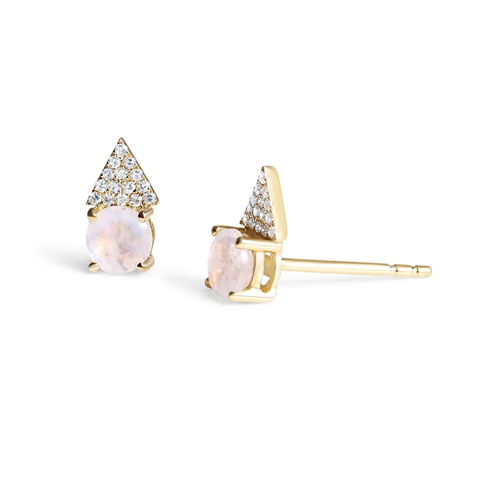 925 Sterling Silver Aria Moonstone and Diamond Earring