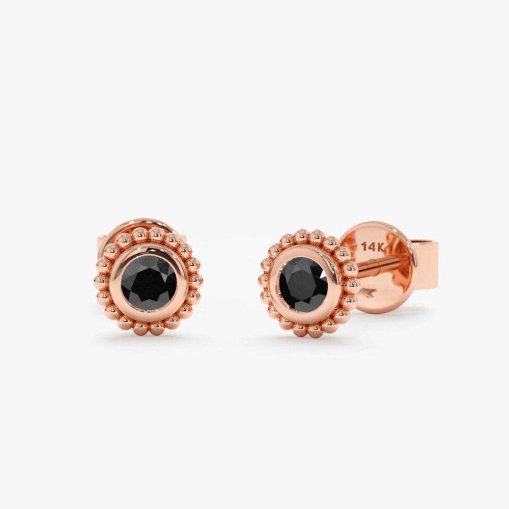 925 Sterling Silver Art Deco Black Onyx Studs