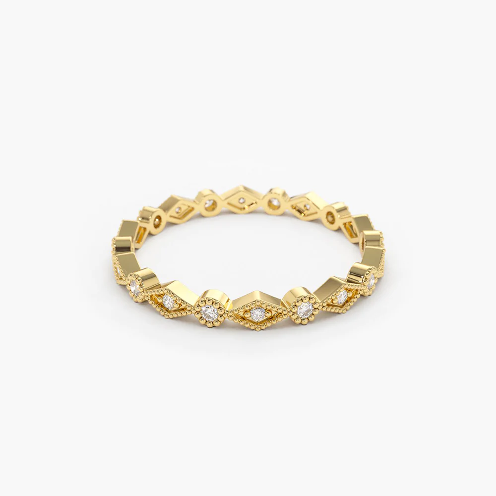 925 Sterling Silver Art Deco Diamond Eternity Band