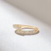 925 Sterling Silver Ascending Diamond Bypass Composition Ring, Stackable Pave Wedding - Image 4