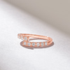 925 Sterling Silver Ascending Diamond Bypass Composition Ring, Stackable Pave Wedding - Image 5