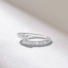 925 Sterling Silver Ascending Diamond Bypass Composition Ring, Stackable Pave Wedding - Image 6