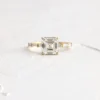 925 sterling silver Asscher cut diamond ring with polished finish