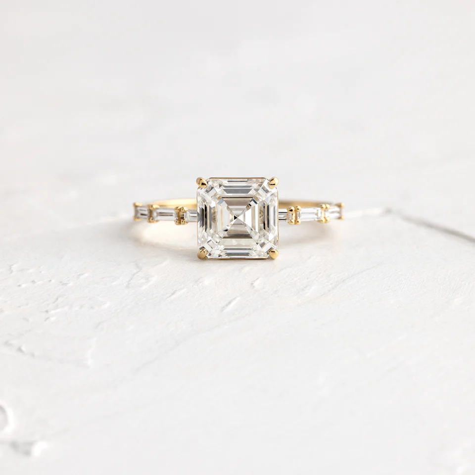 925 Sterling Silver Asscher Cut Diamond Ring