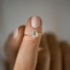 Gold-plated sterling silver ring with a bright centre stone