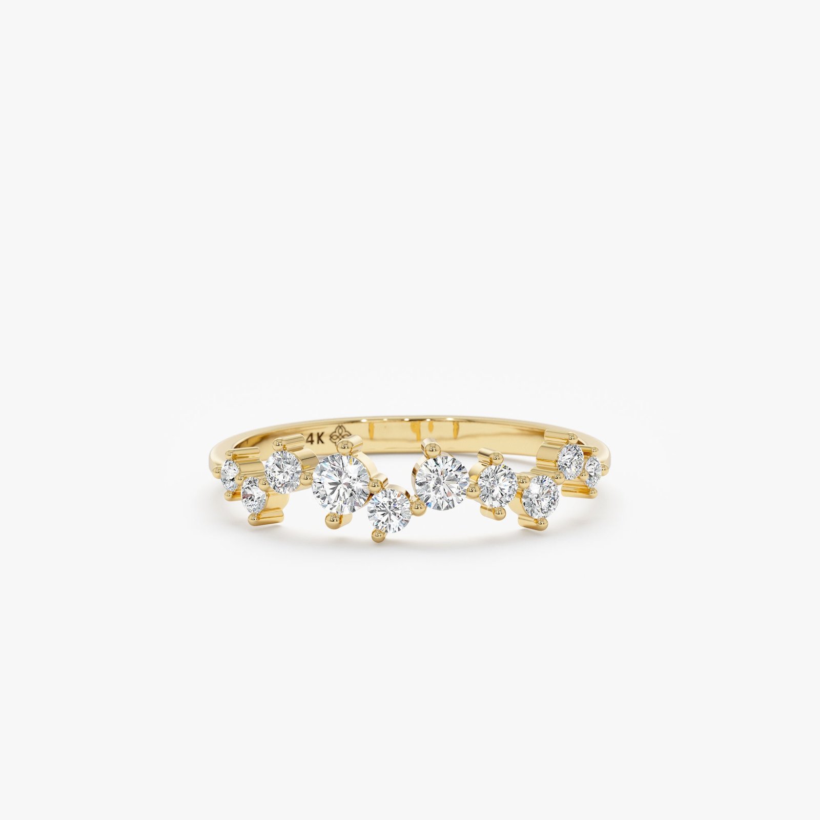 Cluster set diamond ring in hallmarked 925 sterling silver