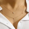 925 Sterling Silver necklace with two round and one baguette stone