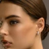 925 Sterling Silver Baguette and Round Diamond Micro Pave Earrings - Image 2
