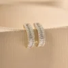 925 Sterling Silver Baguette and Round Diamond Micro Pave Earrings - Image 4