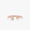 925 Sterling Silver Baguette and Round Diamond Open Ring - Image 6