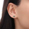 925 Sterling Silver Baguette Cut Emerald Studs - Image 2