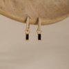 925 Sterling Silver Baguette-Cut Sapphire & Diamond Charm Huggies - Image 3