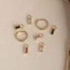 925 Sterling Silver Baguette-Cut Sapphire & Diamond Charm Huggies - Image 5