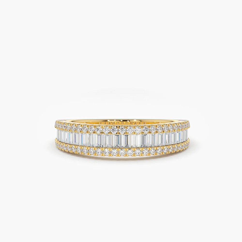 925 Sterling Silver Baguette Diamond Anniversary Ring 0.75ctw