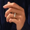 Gold-plated sterling silver ring with a polished geometric finish