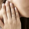 925 Sterling Silver Bypass Ring with baguette-cut CZ stones