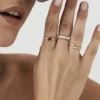 Gold-plated sterling silver ring with baguette stone setting