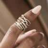 925 Sterling Silver Baguette Diamond Bypass Ring with 0.42 ctw