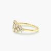 Baguette-cut CZ diamond cluster ring in a structured setting