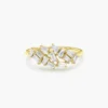 Baguette diamond cluster ring with balanced mixed stone sizes