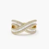925 Sterling Silver Baguette Diamond Crossover Ring
