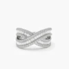 925 Sterling Silver Baguette Diamond Crossover Ring - Image 3