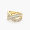 925 Sterling Silver Baguette Diamond Crossover Ring - Image 5