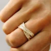 925 Sterling Silver Baguette Diamond Crossover Ring - Image 6