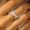 925 Sterling Silver Baguette Diamond Crossover Ring - Image 7