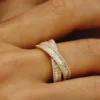 925 Sterling Silver Baguette Diamond Crossover Ring - Image 8