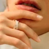 925 Sterling Silver Baguette Diamond Crossover Ring - Image 9