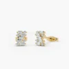 925 sterling silver stud earrings with mixed baguette and round stones