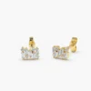 Gold-plated sterling silver stud earrings with a compact mixed shape design