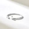 925 Sterling Silver Baguette Diamond Open Wedding Band - Image 5