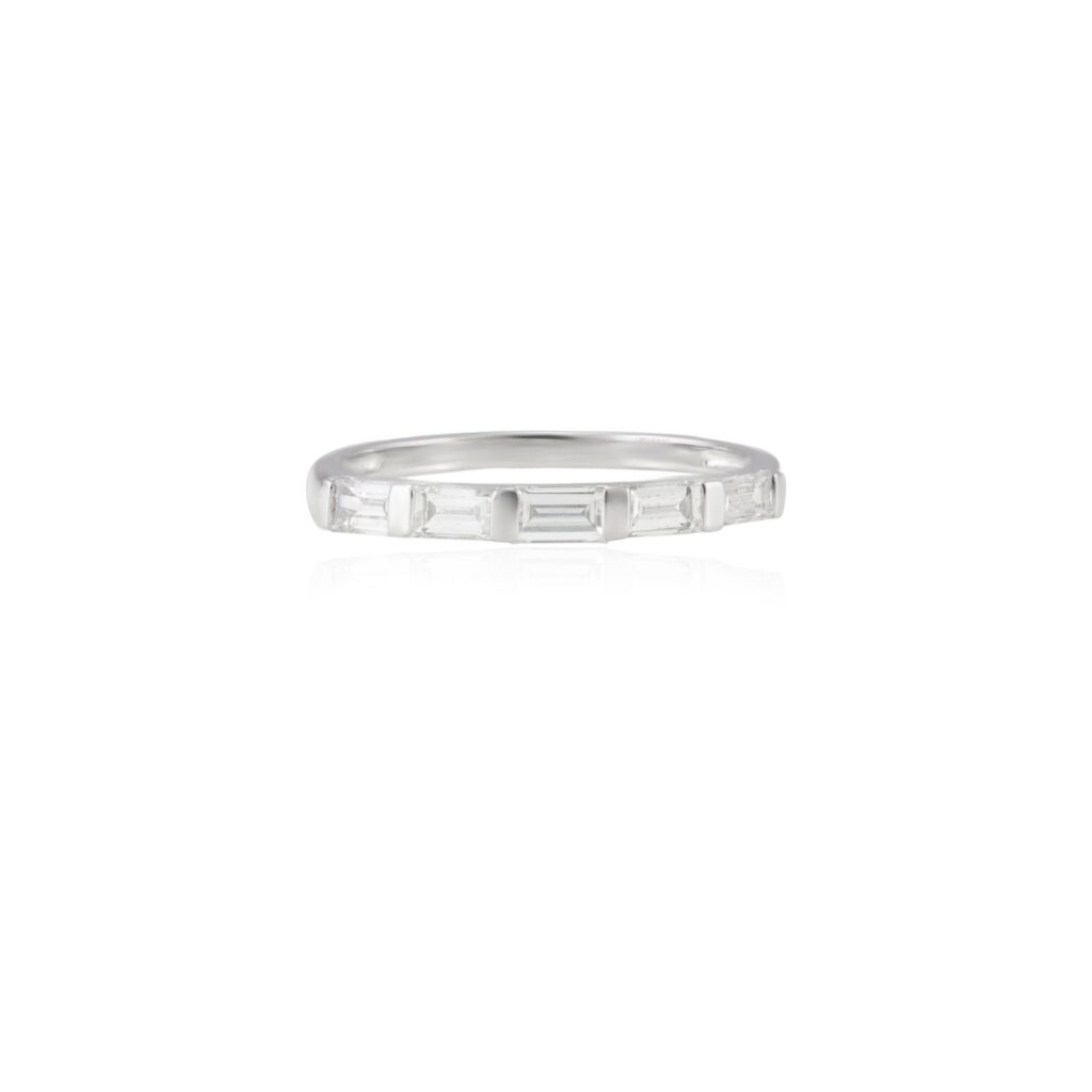 925 Sterling Silver Baguette Diamond Stacking Band
