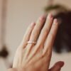 Sterling silver wedding band with baguette-cut Premium CZ Diamond accents
