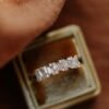 Baguette ring with 925 sterling silver and refined stone arrangement