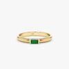 925 Sterling Silver Baguette Emerald Dome Ring